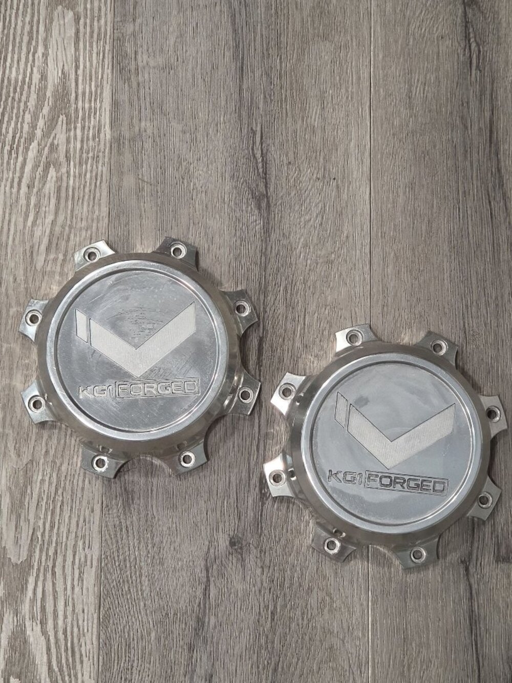 KG1 Forged Polished Aluminum Wheel Center Caps Pair KG1-51-8H P